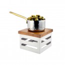 Crate White Stainless Steel Warm Riser with Magnetic Wood Top