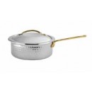 Skyserv Induction Hammered Mirror Finish Stainless Steel Round Sauce Pan with Lid