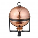 Masala Hammered Copper Round Chafing Dish w/ Black Stand