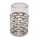 Sensation Mirror SS Round Candle Holder with Glass insert