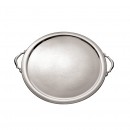 Bead Etched SS Round Tray Bead Mirror Stainless w/Handles