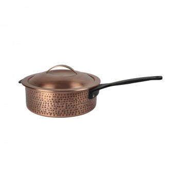 Skyserv Induction Hammered Burnt Copper Finish Round Sauce Pan with Lid