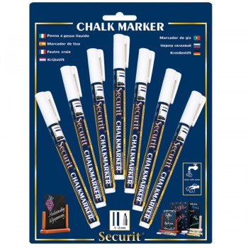 Chalk Marker - White - 1 large, 2 medium and 2 small markers - Set of 5