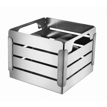Crate Brushed Stainless Steel and Black Trim Cultery Caddy with 4 Divider Insert