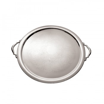 Bead Etched Mirror Stainless Steel Round Tray Bead Mirror Stainless with Handles